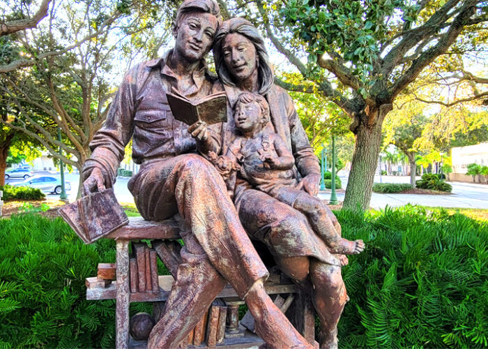 Family Reading Sculpture
